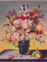 mestro anonimo - vaso di fiori con conchiglie - dim.:50x60