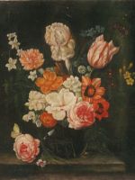 Van Veerendael - bouquet di fiori in vaso di vetro - dim.:50x60