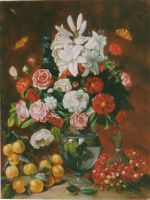 Crescenzi - Vaso di fiori e frutta - dim.:60x80